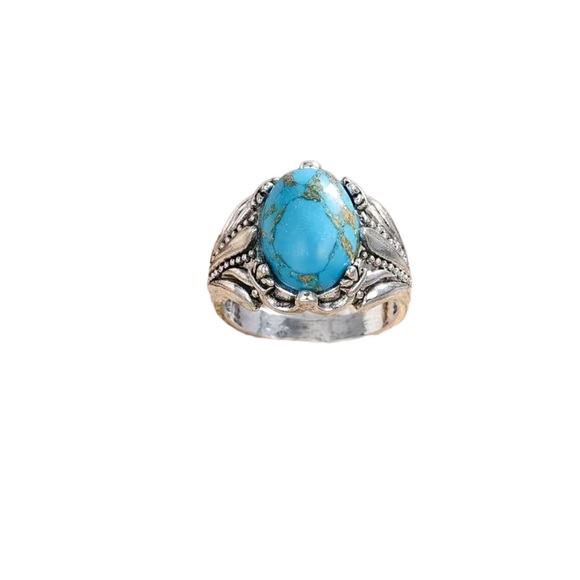 Turquoise and Silver Unisex Ring - Picture 3 of 6